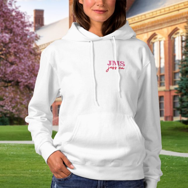 Modern Pink Red Three Letter Initial Monogram Hoodie (Creator Uploaded)
