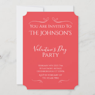 Modern Pink Red Valentines Day Party Invitation