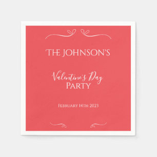 Modern Pink Red Valentines Day Party Napkin