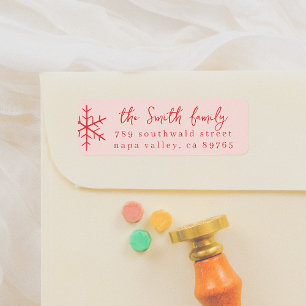 Modern Pink & Red Whimsical Christmas Snowflake