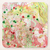 Modern Pink Red Yellow Green Marble Look Abstract