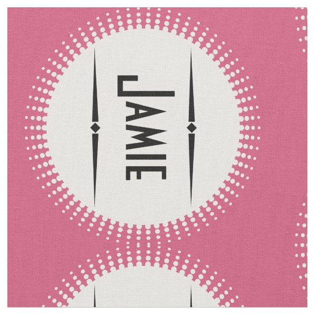 Modern Pink Retro Personalised Fabric (Close Up)