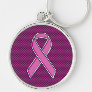 Modern Pink Ribbon Awareness Design Key Ring