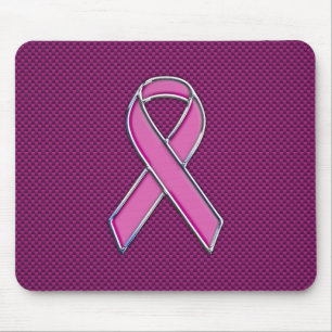 Modern Pink Ribbon Awareness Design Mouse Mat