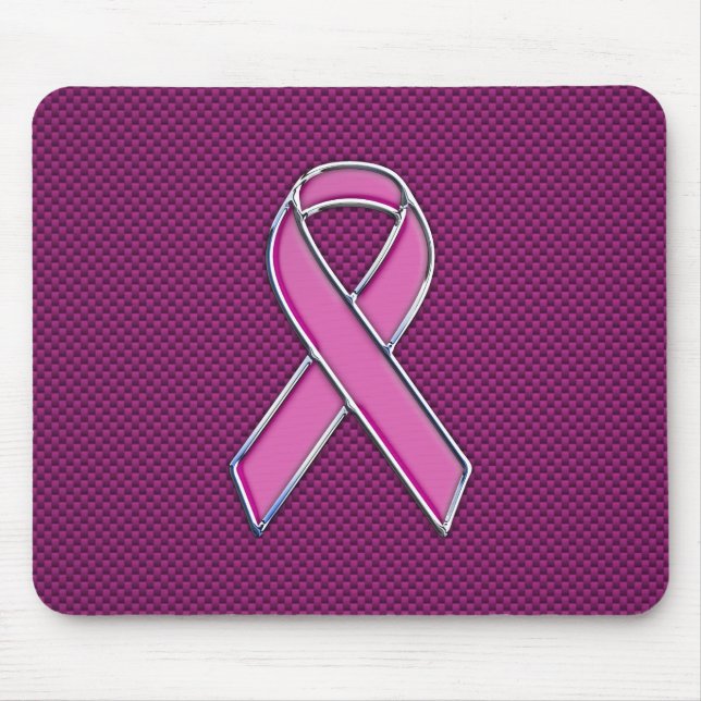 Modern Pink Ribbon Awareness Design Mouse Mat (Front)