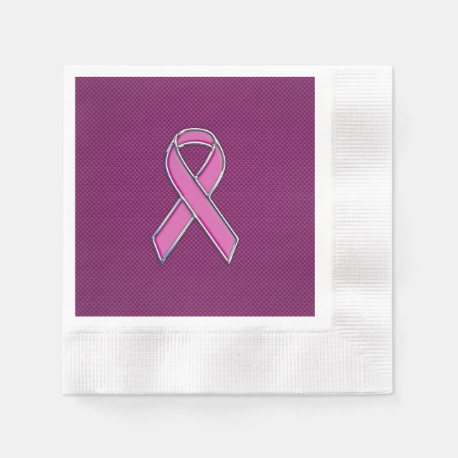 Modern Pink Ribbon Awareness Design Napkin (Front)