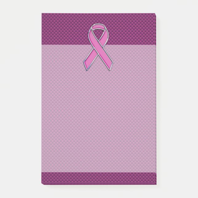 Modern Pink Ribbon Awareness Design Post-it Notes (Front)