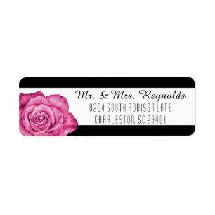 Modern Pink Rose Black & White Striped Custom