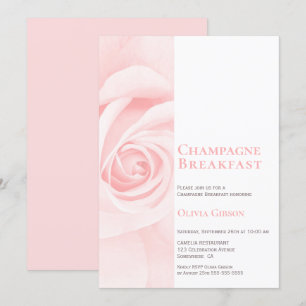 Modern Pink Rose Champagne Breakfast Bridal Shower Invitation