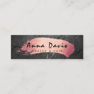 Modern pink rose gold brushstroke makeup & hair mini business card