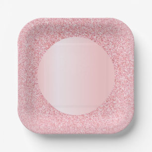 Modern Pink Rose Gold Colour Glitter Trendy Paper Plate