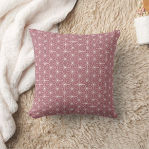 Modern Pink Rose Gold Geometric Japanese Pattern Cushion