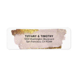 Modern Pink Rose Gold Glitter Return Address