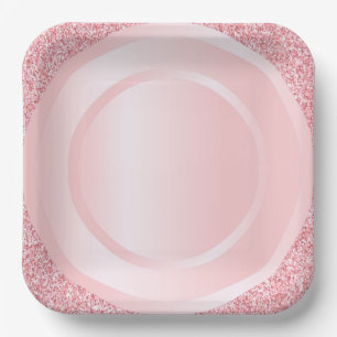 Modern Pink Rose Gold Glitter Trendy Elegant Colou Paper Plate