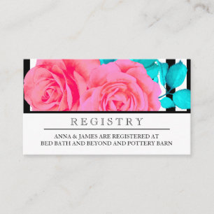 Modern Pink Rose Wedding Registry Card