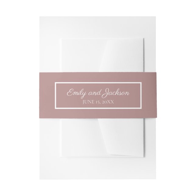 Modern Pink Rose White Wedding Belly Band Invitation Belly Band (Front Example)