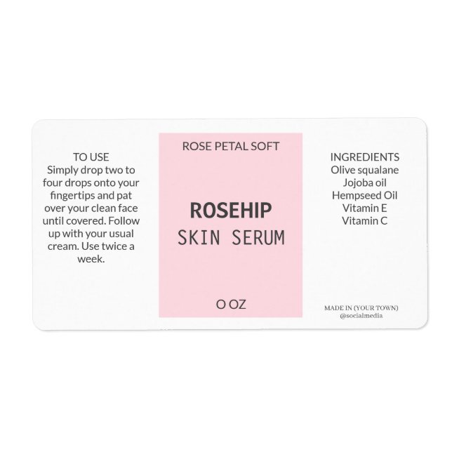 Modern Pink Rosehip Serum Product Labels (Front)