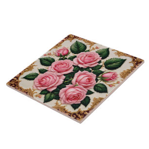 Modern Pink Roses Beautiful Collection Tile
