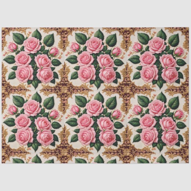 Modern Pink Roses Beautiful Collection Tissue Paper (Front)