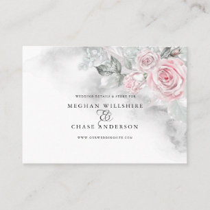 Modern Pink Roses Grey Watercolor BarefootBride™ Business Card