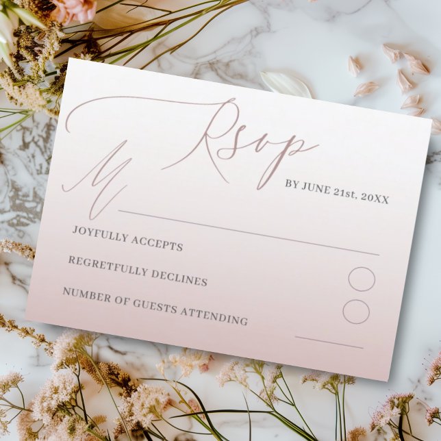 Modern Pink RSVP Calligraphy Wedding Card (Creator Uploaded)