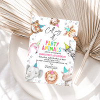 Modern Pink Safari Calling Party Animals Birthday