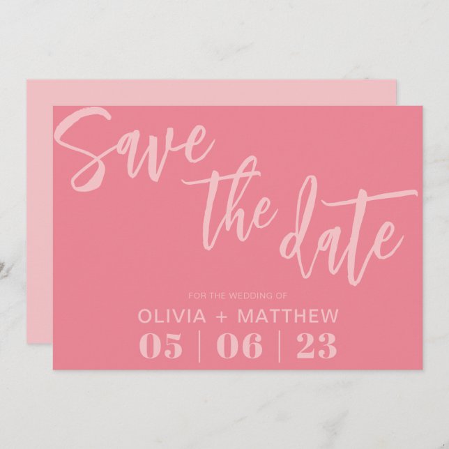Modern Pink Save The Date (Front/Back)