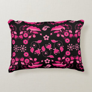 Modern Pink Scandinavian Floral Pattern Decorative Cushion