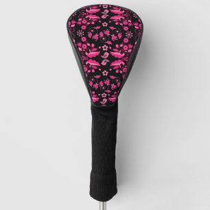 Modern Pink Scandinavian Floral Pattern Golf Head Cover