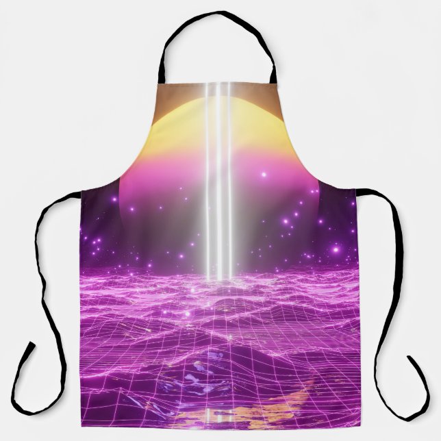 Modern pink sci fi pop art scene3 apron (Front)