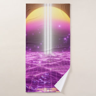 Modern pink sci fi pop art scene3 bath towel