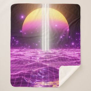 Modern pink sci fi pop art scene3 sherpa blanket