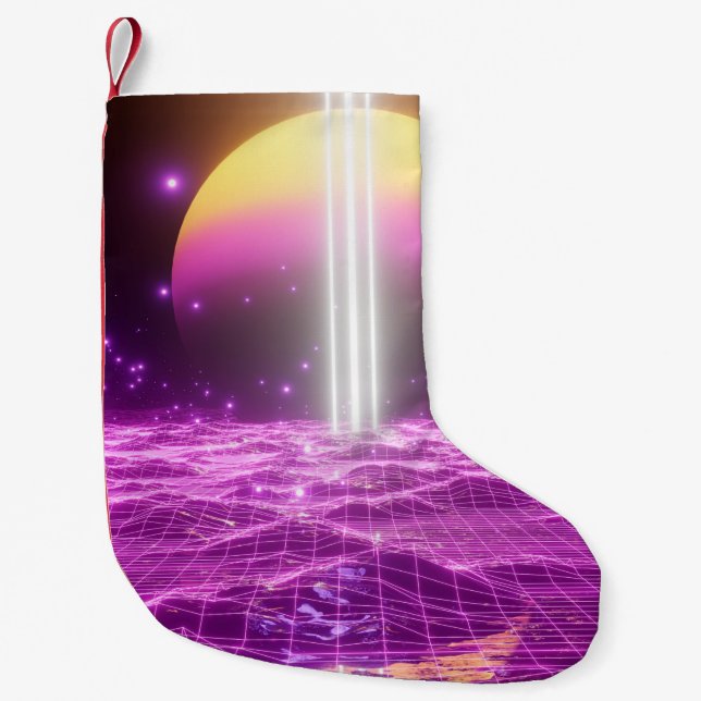 Modern pink sci fi pop art scene3 small christmas stocking (Front)