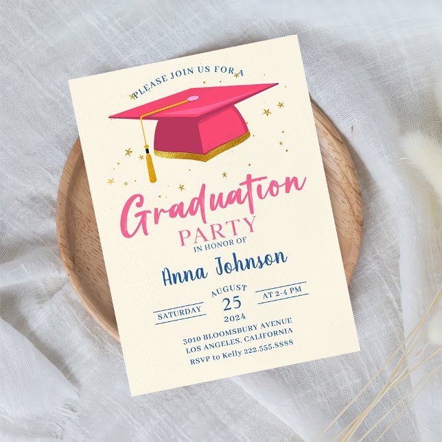 Modern Pink Script Graduation Party Invitation (Creator Uploaded)