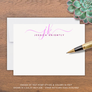 Modern Pink Script Monogram Initials Card