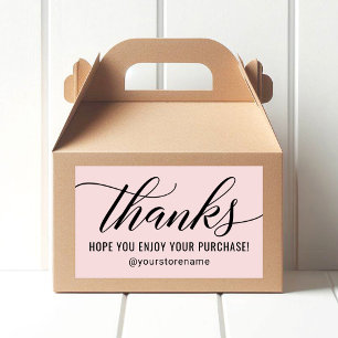 Modern Pink Script Thanks Enjoy Purchase Rectangular Sticker
