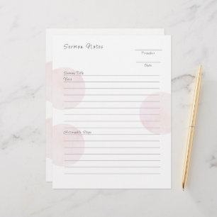 Modern Pink Sermon Notes  Custom Letterhead