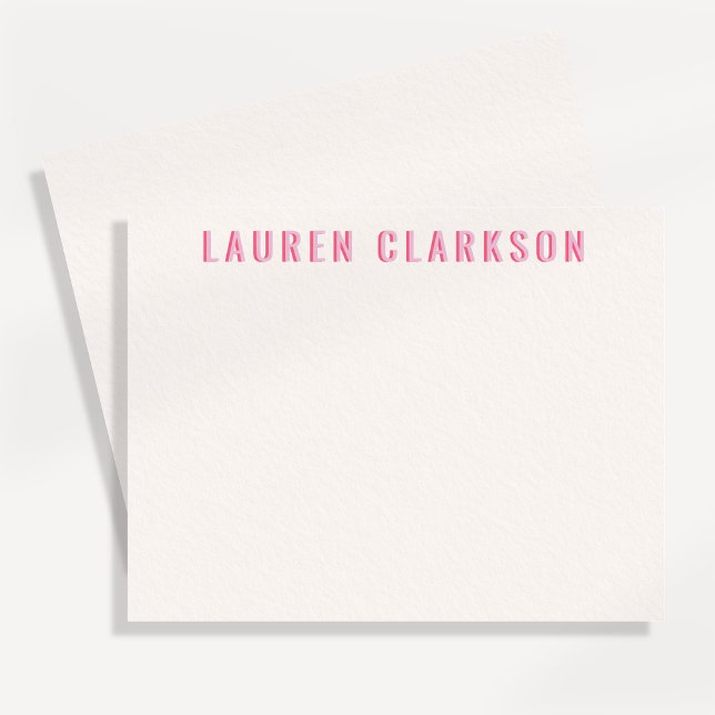 Modern Pink Shadow Name Personalised Note Card (Creator Uploaded)