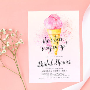 Modern Pink She’s been Scooped up bridal shower Invitation