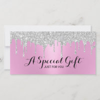 Modern Pink & Silver Drips Salon Gift Certificates
