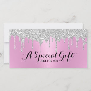 Modern Pink & Silver Drips Salon Gift Certificates