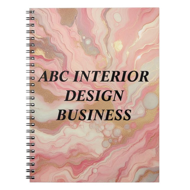 Modern pink silver marble texture and typography  notebook (Front)
