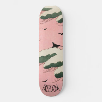 Modern Pink Sky Japanese Art Skateboard