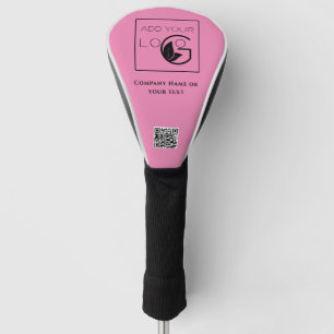 Modern Pink Small Business Name QR Portable Golf Head Cover