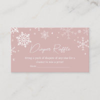 Modern Pink Snowflakes Baby Shower Diaper Raffle