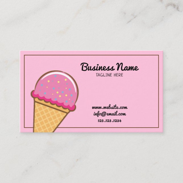 Modern Pink Sprinkles Ice Cream and Confectionery Business Card (Front)