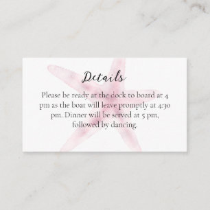 Modern Pink Starfish Beach Enclosure Card