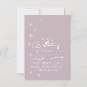 Modern Pink Stars Birthday Party Muted Colours Inv Invitation