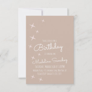 Modern Pink Stars Birthday Party Muted Colours  Invitation