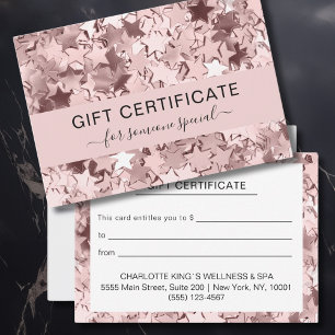  Modern Pink Stars Business Gift Certificate